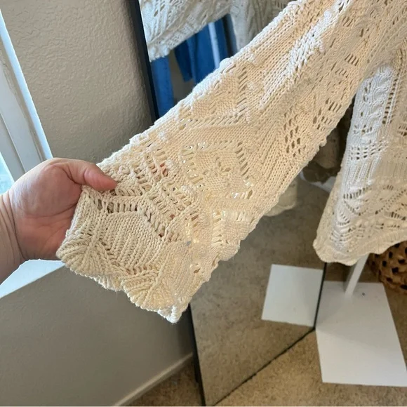 ✨ Boho Crochet Open Knit Cream Cardigan Sz 2X | 100% Cotton - Picture 7 of 8